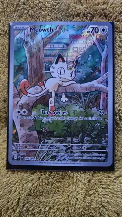 Pokemon TCG Meowth 106/094 Phantasmal Flames Illustration Rare Holo 70 HP - Image 1