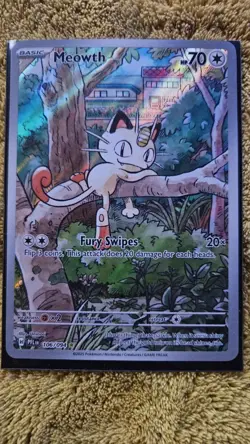 Pokemon TCG Meowth 106/094 Phantasmal Flames Illustration Rare Holo 70 HP - Image 3