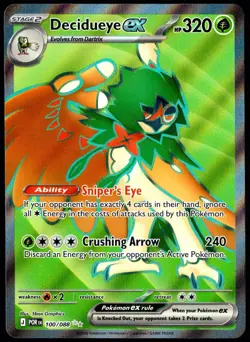 Pokemon TCG Decidueye ex 100/088 2026 Perfect Order Ultra Rare Card - NM - Image 1