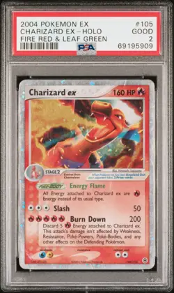 2004 Pokemon EX Fire Red & Leaf Green #105 Charizard EX-HOLO PSA 2 - Image 1