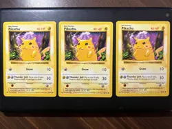 3X 1999 Pokemon Pikachu (Red Cheeks) Base Set Shadowless Unlimited Card 58/102 - Image 1