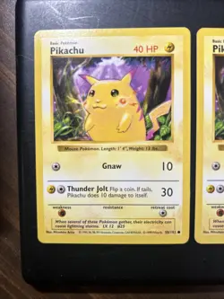 3X 1999 Pokemon Pikachu (Red Cheeks) Base Set Shadowless Unlimited Card 58/102 - Image 2