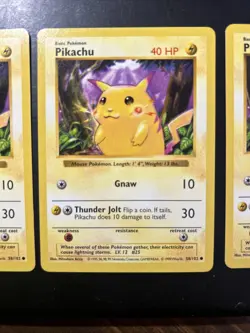 3X 1999 Pokemon Pikachu (Red Cheeks) Base Set Shadowless Unlimited Card 58/102 - Image 3