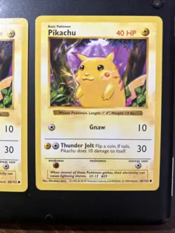 3X 1999 Pokemon Pikachu (Red Cheeks) Base Set Shadowless Unlimited Card 58/102 - Image 4