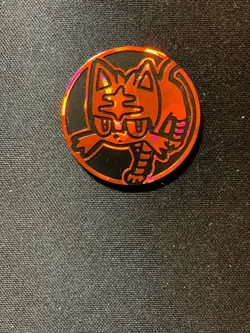 Pokemon Litten Collectible Coin (Red Cracked Ice Holofoil) Team Up NM+ - Image 1