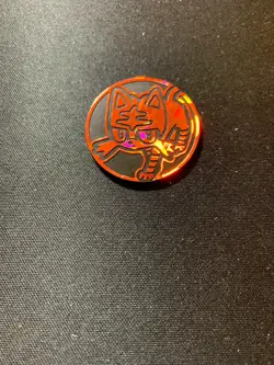 Pokemon Litten Collectible Coin (Red Cracked Ice Holofoil) Team Up NM+ - Image 2