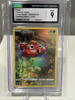 2023 Pokemon Crown Zenith Paras Galarian Gallery Holo CGC 9 - Image 1
