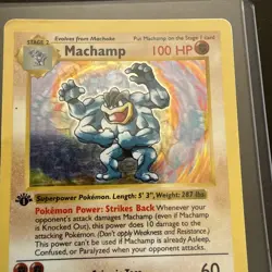 Machamp 8/102 1st Edition Shadowless WOTC Base Set Pokemon Card - Image 3