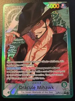 Dracule Mihawk (Alt. Art) OP14-020 Foil Leader The Azure Sea's Seven One Piece - Image 1