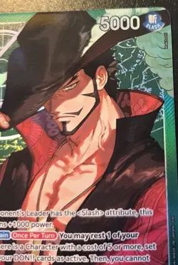 Dracule Mihawk (Alt. Art) OP14-020 Foil Leader The Azure Sea's Seven One Piece - Image 3