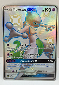 Pokemon Mewtwo GX SV59/SV94 Hidden Fates Shiny Holo Full Art Card 2019 NM+ - Image 1
