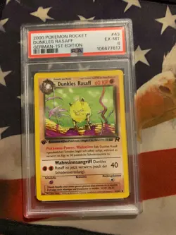 PSA Pokemon ROCKET, 2000, Dunkles Rasaff #43- German, 1st EDITION SEE PICS - Image 1