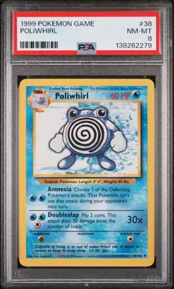 PSA 8 POLIWHIRL 38 BASE SET POKEMON MJ - Image 1