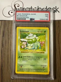 PSA 7 - Pokemon BULBASAUR 44/102 - SHADOWLESS BASE SET - NEAR MINT - Image 1