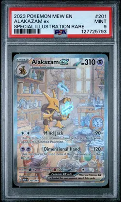 2023 POKEMON MEW EN-151 SPECIAL ILLUSTRATION RARE #201 ALAKAZAM EX PSA 9 - Image 1