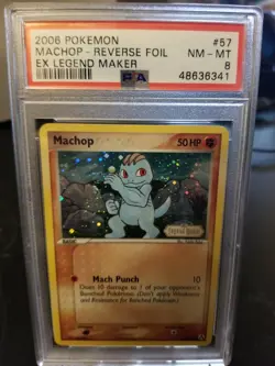 Machop 57/92 Reverse Holo Pokemon EX Legend Maker 2006 PSA 8 - Image 1