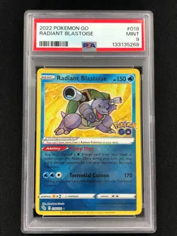 Pokemon Go 2022 Radiant Blastoise 018/078 PSA 9 Mint - Image 1