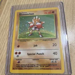 1999 Pokemon Hitmonchan 70 HP Holo Rare Base Set Card 7/102 Vintage WOTC - Image 1