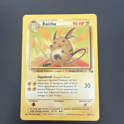WOTC Raichu 29/62 Fossil Set Pokemon Card TCG - LP - Image 1