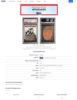 2023 Magic the Gathering Phyrexia All Be One Geth Thane of Contract PSA 10 POP 1 - Image 3