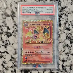 Pokemon PCP 25th Anniversary Charizard Holo Promo Indonesian PSA 10 #001/023 - Image 1