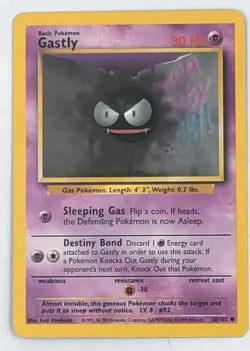 Pokemon Gastly 50/102 Base Set Common Non-Holo 1999 Trading Card - Image 1