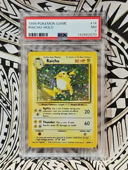 Raichu Holo #14 Pokemon Base Set Unlimited PSA 7 Near Mint (070) - Image 1