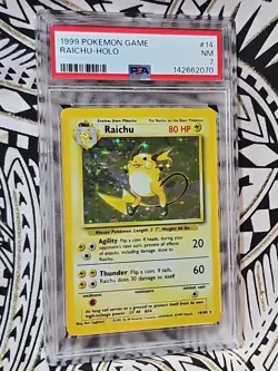 Raichu Holo #14 Pokemon Base Set Unlimited PSA 7 Near Mint (070) - Image 2