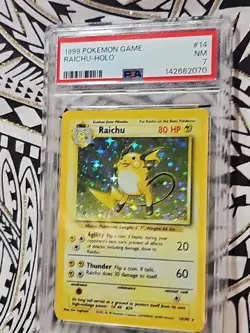 Raichu Holo #14 Pokemon Base Set Unlimited PSA 7 Near Mint (070) - Image 3