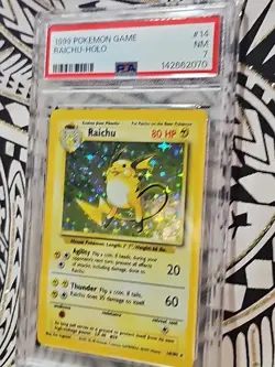 Raichu Holo #14 Pokemon Base Set Unlimited PSA 7 Near Mint (070) - Image 4