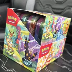 Pokemon SV8.5 Prismatic Evolutions Mini Tins Box (8 Factory Sealed Tins) - Image 2