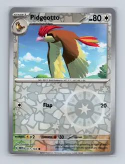 Pidgeotto 017 2023 Pokemon Scarlet & Violet MEW 151 Reverse Holo Card NM+ - Image 1