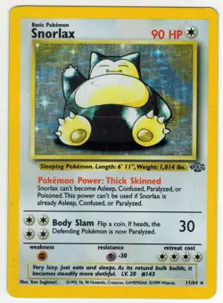 Snorlax 11/64- Jungle Unlimited Pokemon Card Holo - Damaged with Crease! - Image 1