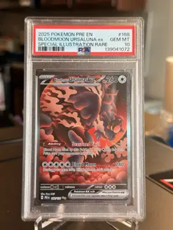 Pokemon TCG Bloodmoon Ursaluna EX Prismatic Evolutions Card 168/131 PSA 10 SIR - Image 1