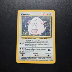 Pokemon Card - Chasey 3/102 Base Set Unlimited Holo Rare WOTC Vintage - Image 1