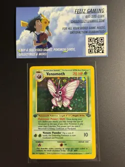 1999 Pokemon Jungle 1st Edition Venomoth Holo Rare 13/64 LP Card - Image 1