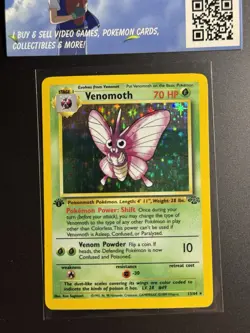 1999 Pokemon Jungle 1st Edition Venomoth Holo Rare 13/64 LP Card - Image 2