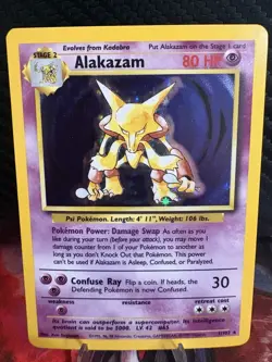 Alakazam 1/102 Base Set Holo LP+/NM- Vintage WOTC Pokemon Card 1999 - Image 1
