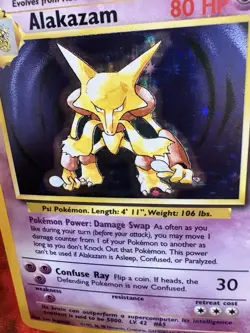 Alakazam 1/102 Base Set Holo LP+/NM- Vintage WOTC Pokemon Card 1999 - Image 2
