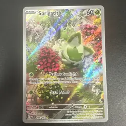 Pokemon TCG Sprigatito Holo Card Paldea Evolved, Illustration Rare, Card 196/193 - Image 1