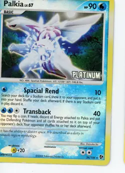 2008 Pokemon Palkia 20/106 Reverse Holofoil Great Encounters Heavily Played - Image 1