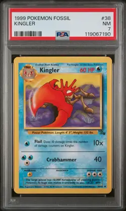 Pokemon Fossil TCG 38/62 Kingler PSA 7 - Image 1