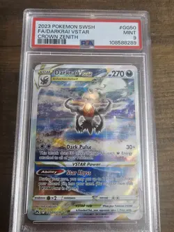 Pokemon TCG Darkrai VSTAR GG50/GG70 Crown Zenith: Galarian Gallery Psa Mint 9 - Image 1