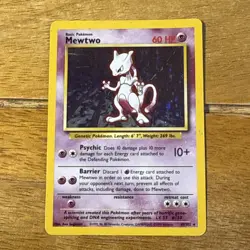 Pokemon Mewtwo Holo 10/102 Base Set 1999 WOTC – Vintage Holographic - Image 1