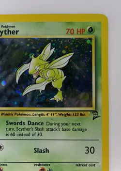 Pokemon TCG Scyther Base Set 2 17/130 Swirl Holo Unlimited Holo Rare - Image 2