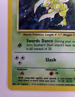 Pokemon TCG Scyther Base Set 2 17/130 Swirl Holo Unlimited Holo Rare - Image 4