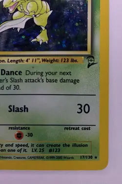 Pokemon TCG Scyther Base Set 2 17/130 Swirl Holo Unlimited Holo Rare - Image 5