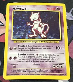 1999 Pokemon Base Set Mewtwo Holo Lightly Played No.10 - Image 1