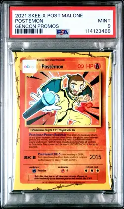 2021 Skee X Post Malone Postemon Gencon Promos Ebay Exclusive PSA 9 MINT 525/999 - Image 1