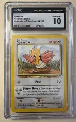 Vintage 2002 - Pokemon Spearow 94/110 - Legendary Collection - CGC 10 GEM MINT - Image 1